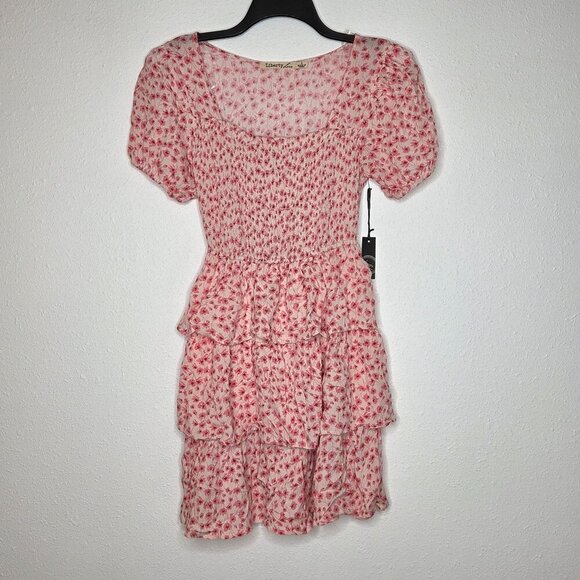 Liberty Love Dresses & Skirts - NWT Liberty Love Pink Floral Smocked Mini Dress